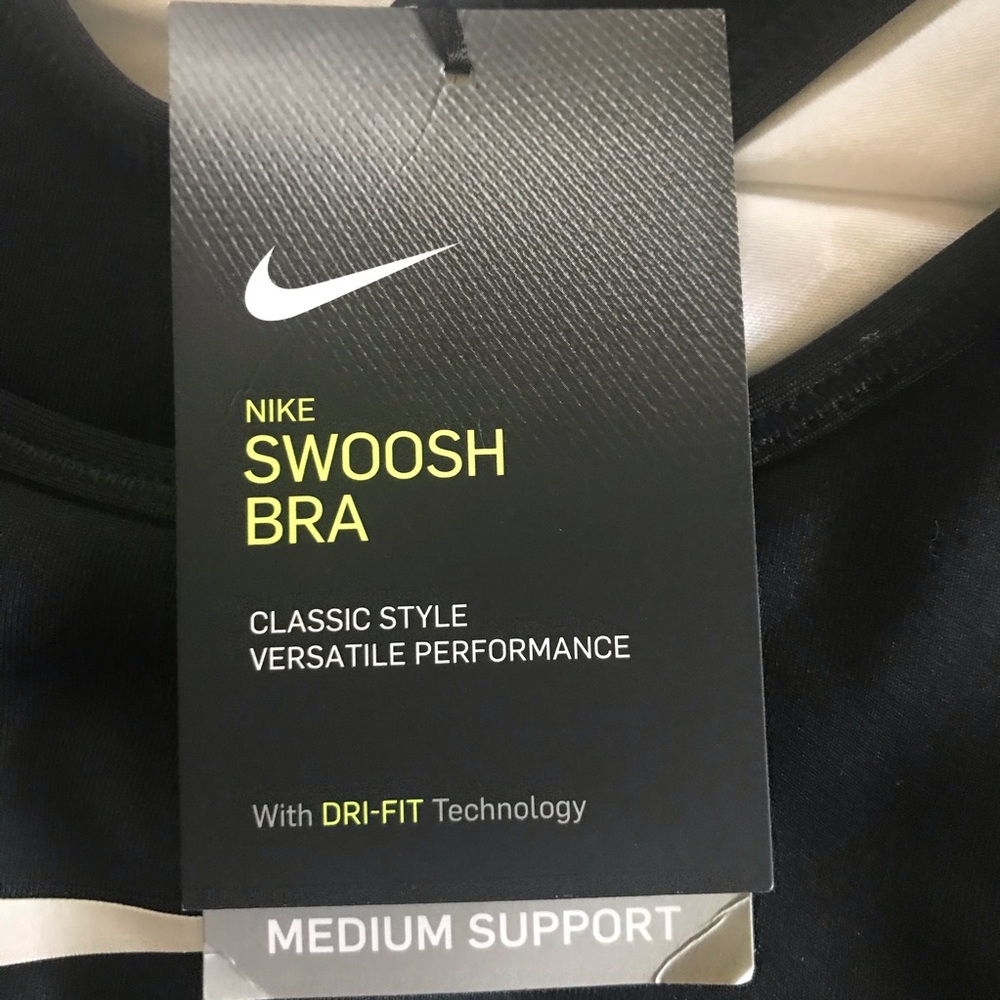 NWT Nike Swoosh Dri-Fit Sports Bra Black XS - Picture 6 of 9